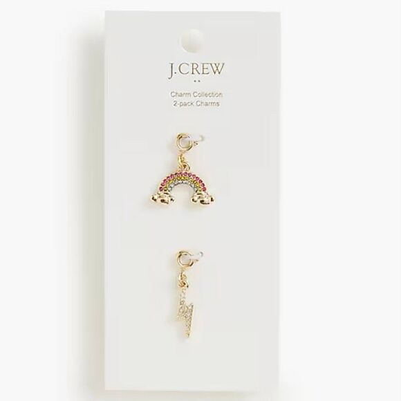 J.Crew Rainbow & Lightning Charms — Gold-Tone 2-Pack, CZ & Glass Accents - Picture 2 of 2